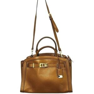 Michael Kors Tan Pebbled Leather Satchel Shoulder Bag Purse Tote Handles‎